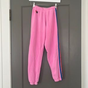 neon stripe neon pink aviator nation sweatpants size xs
